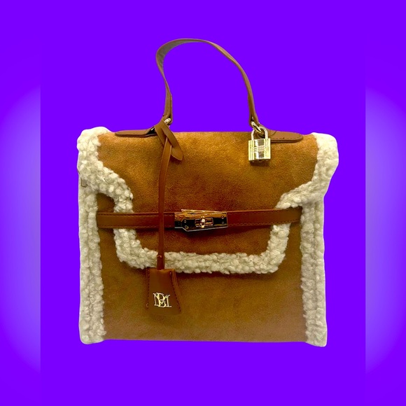 Badgley Mischka Handbags - Badgley Mischka faux suede leather w/ Sherpa trim comes w/ working lock&key NWT